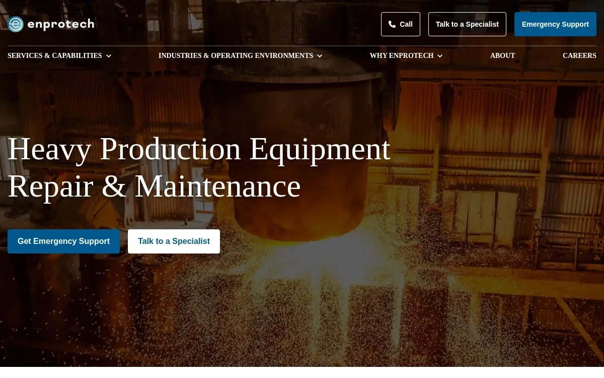 Homepage of Enprotech Industrial Technologies LLC