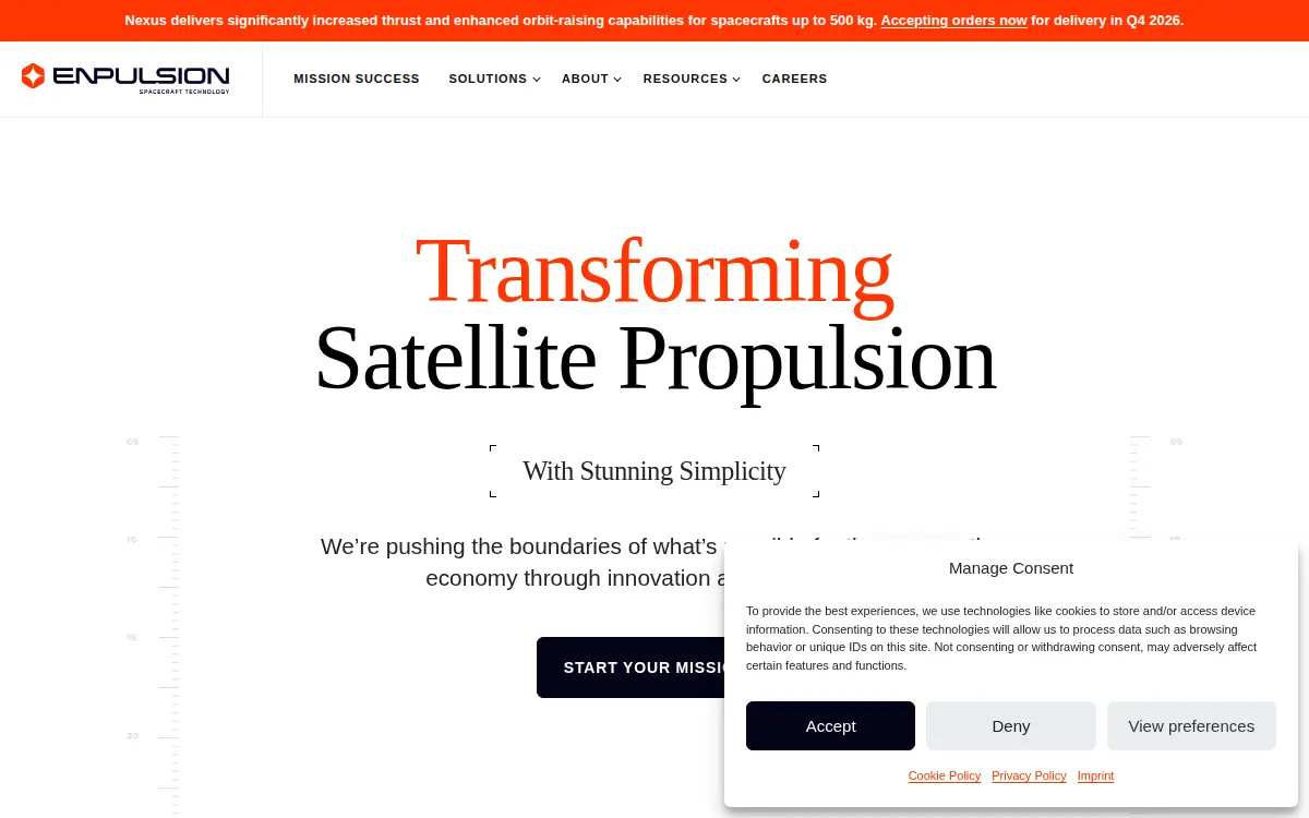 Homepage of Enpulsion, INC