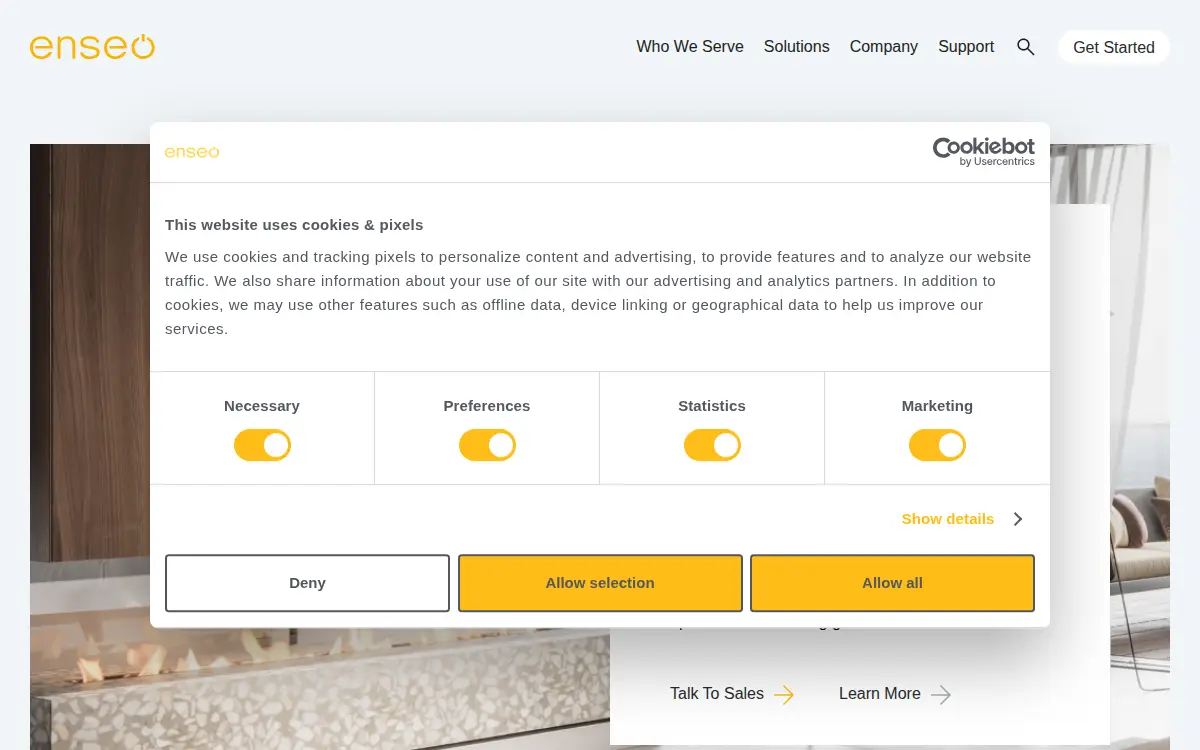 Homepage of Enseo LLC