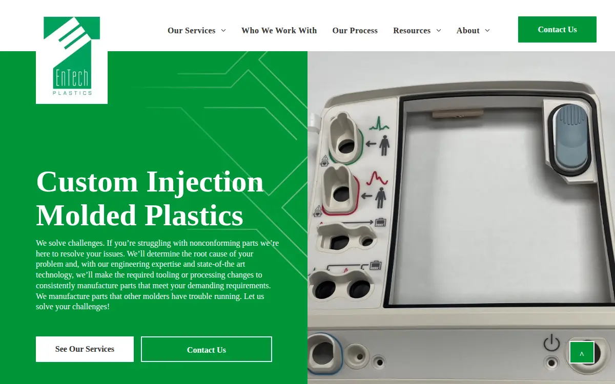 Homepage of Entech Plastics INC