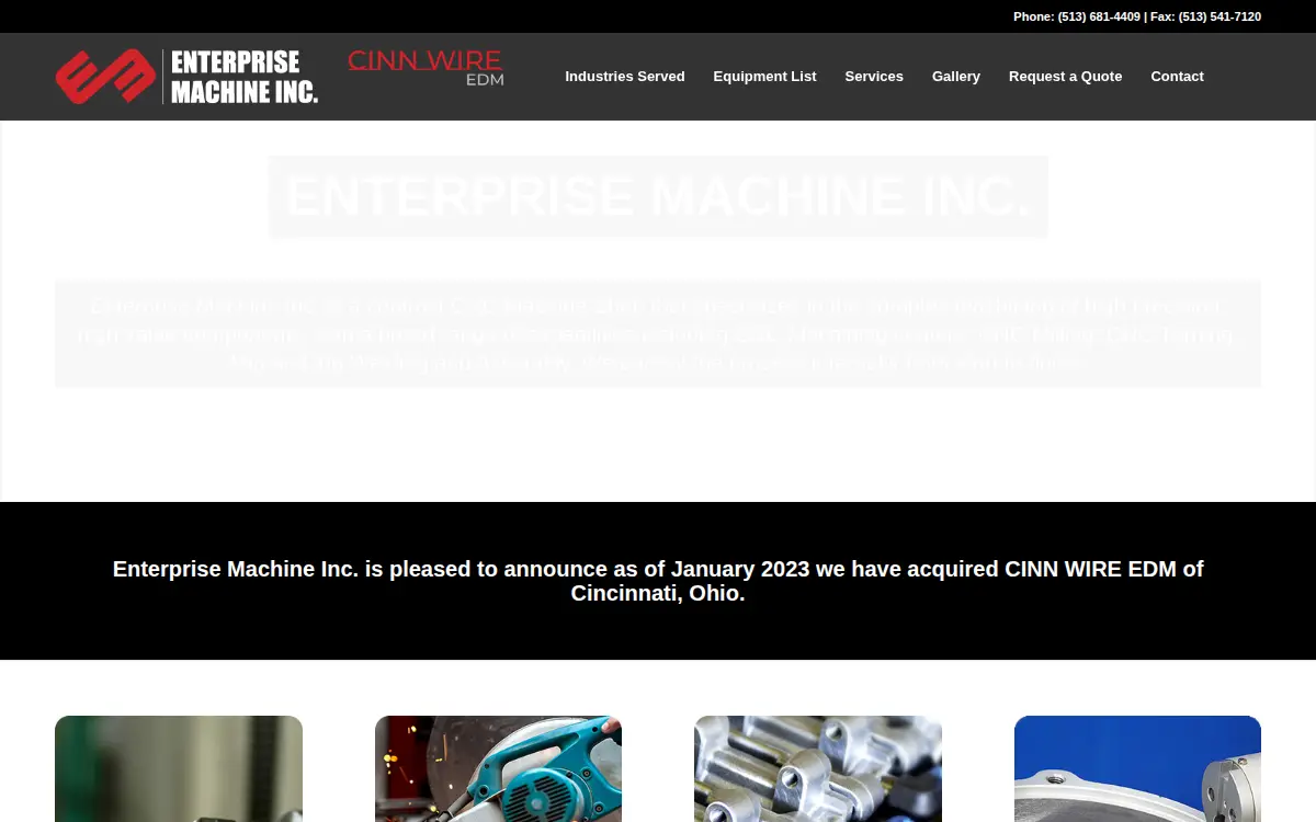 Homepage of Enterprise Machine INC