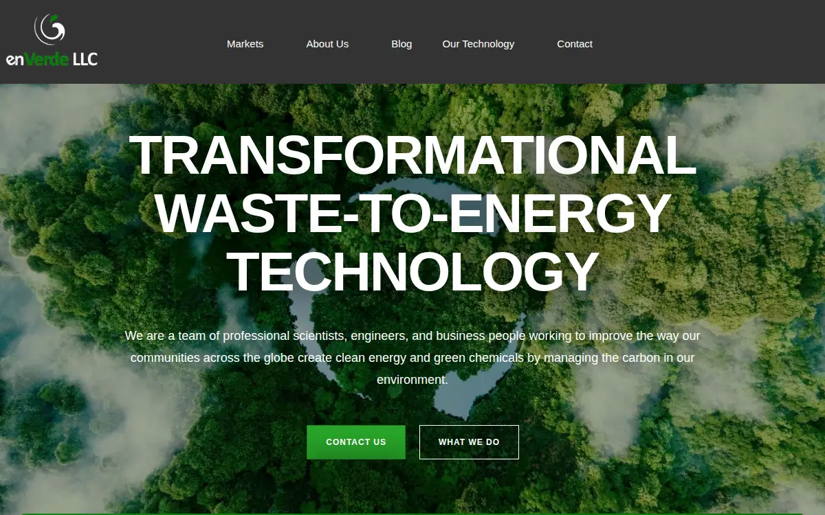 Homepage of Enverde LLC