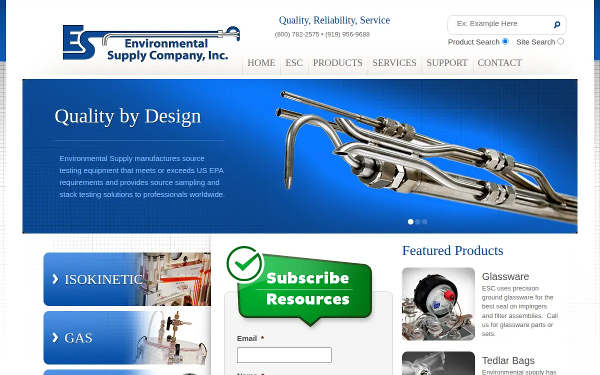 Homepage of Environmental Supply Company, INC.
