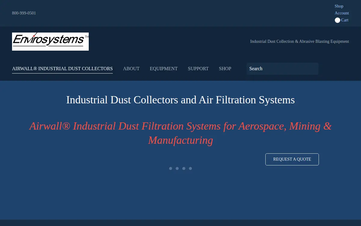 Homepage of Envirosystems Manufacturing LLC