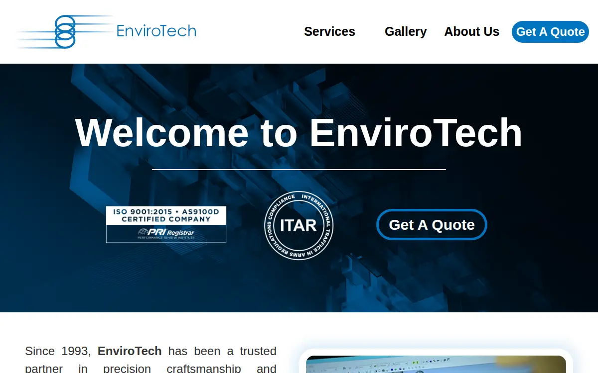 Homepage of Envirotech LLC