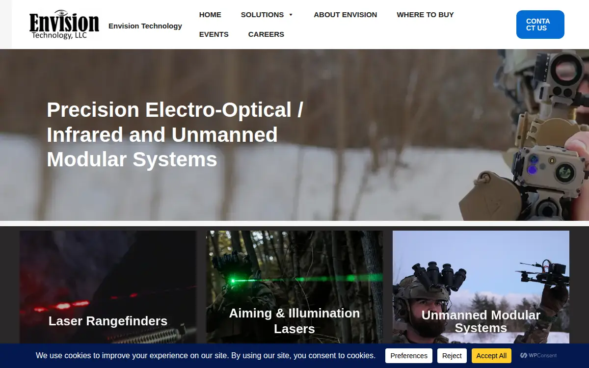 Homepage of Envision Technology, LLC