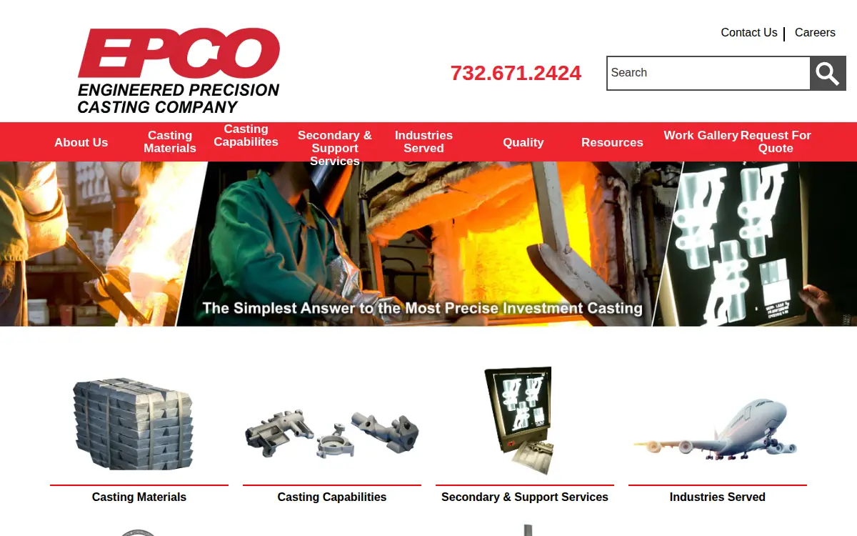 Homepage of Engineered Precision Casting Company