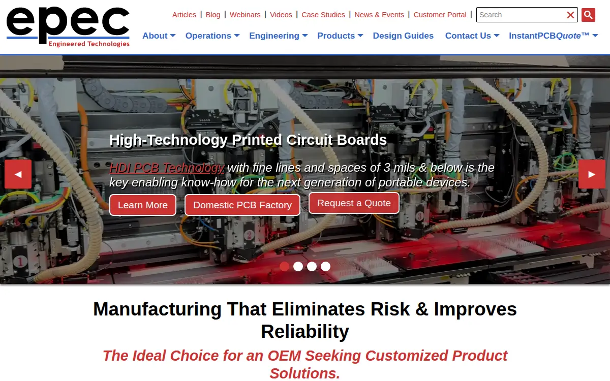 Homepage of Epec, LLC