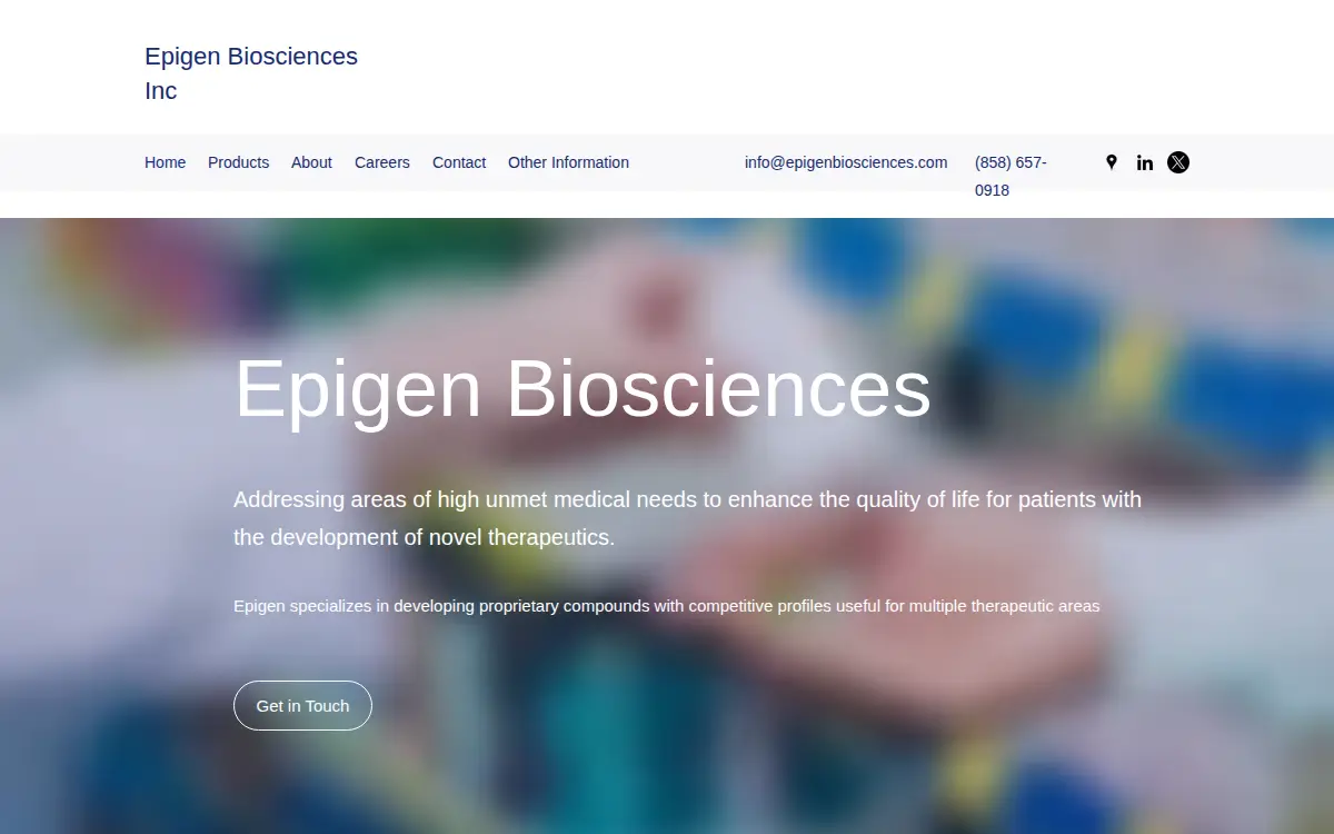Homepage of Epigen Biosciences INC