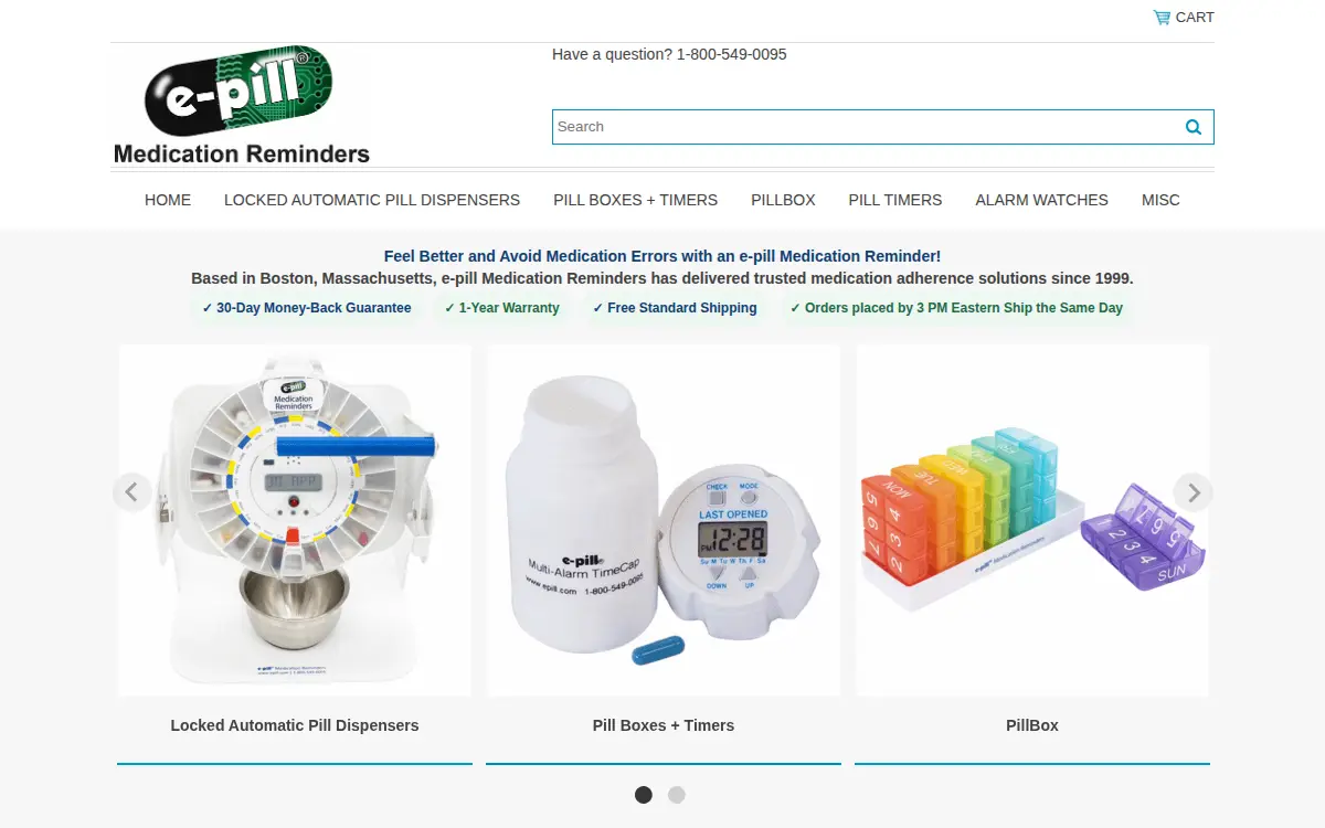 Homepage of E-pill LLC