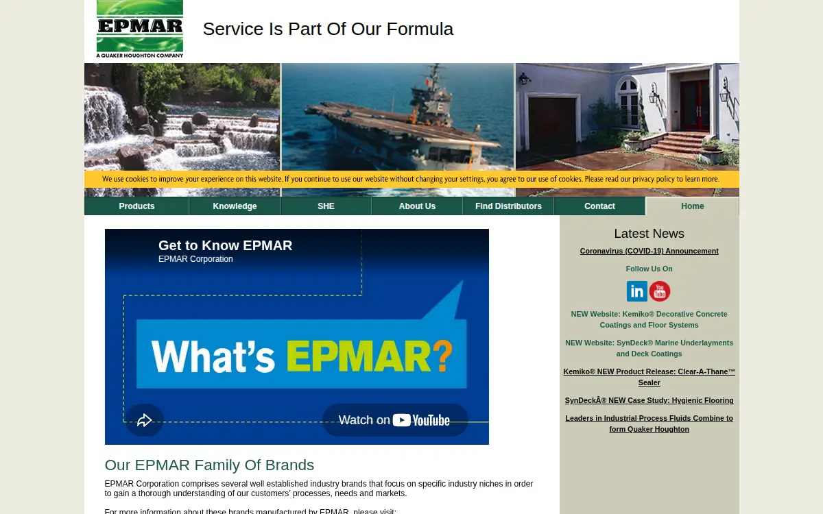Homepage of Epmar Corporation
