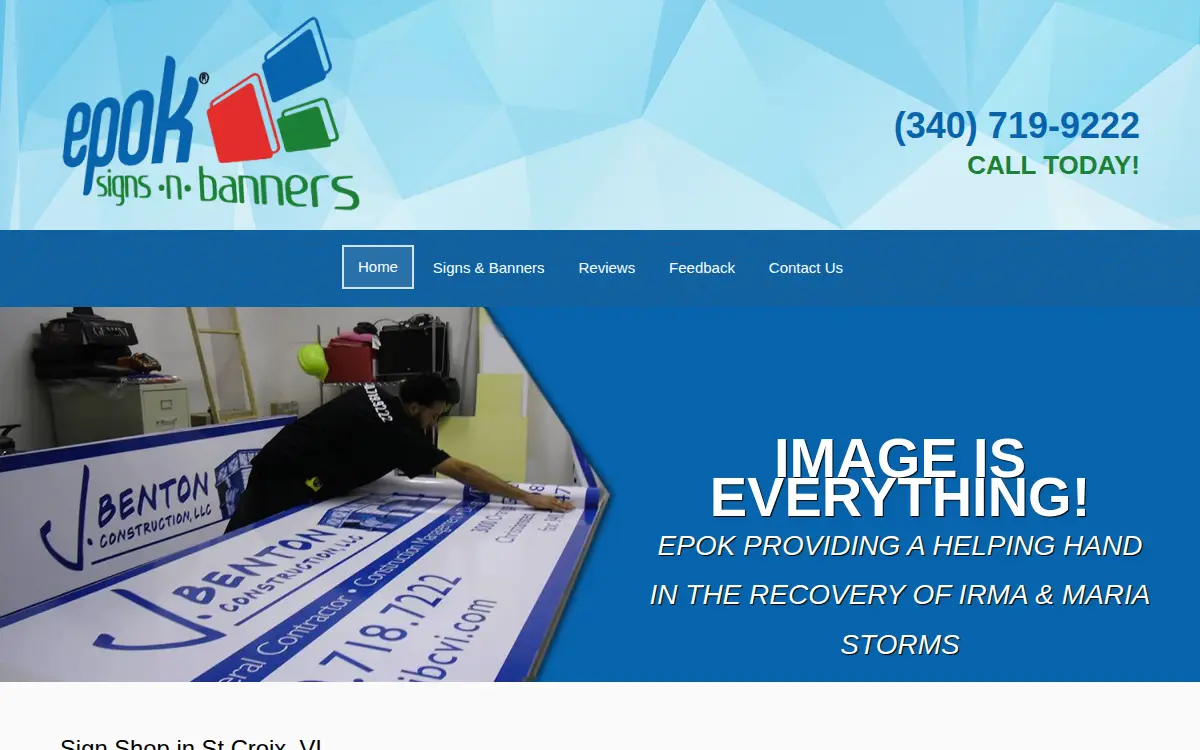 Homepage of Epok Signs & Banners, LLC
