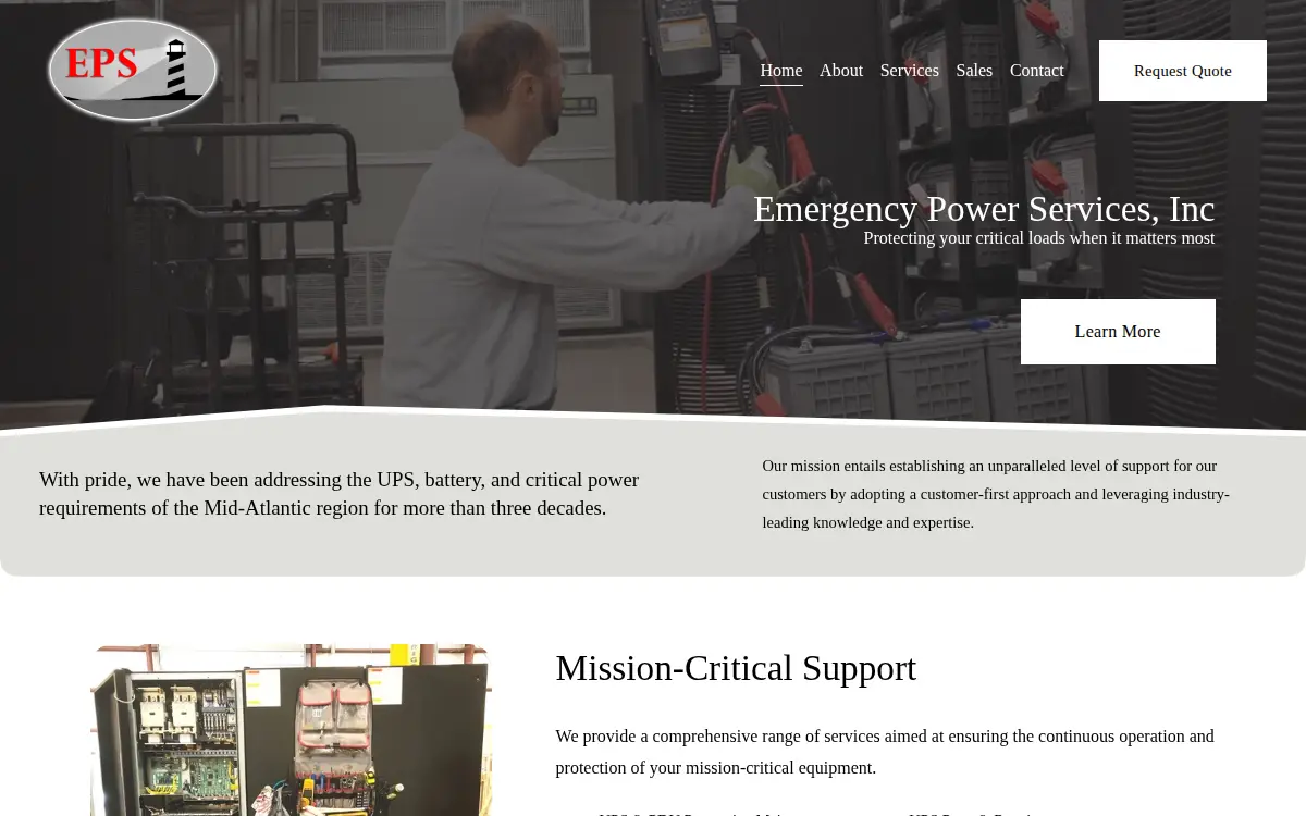 Homepage of Emergency Power Services INC