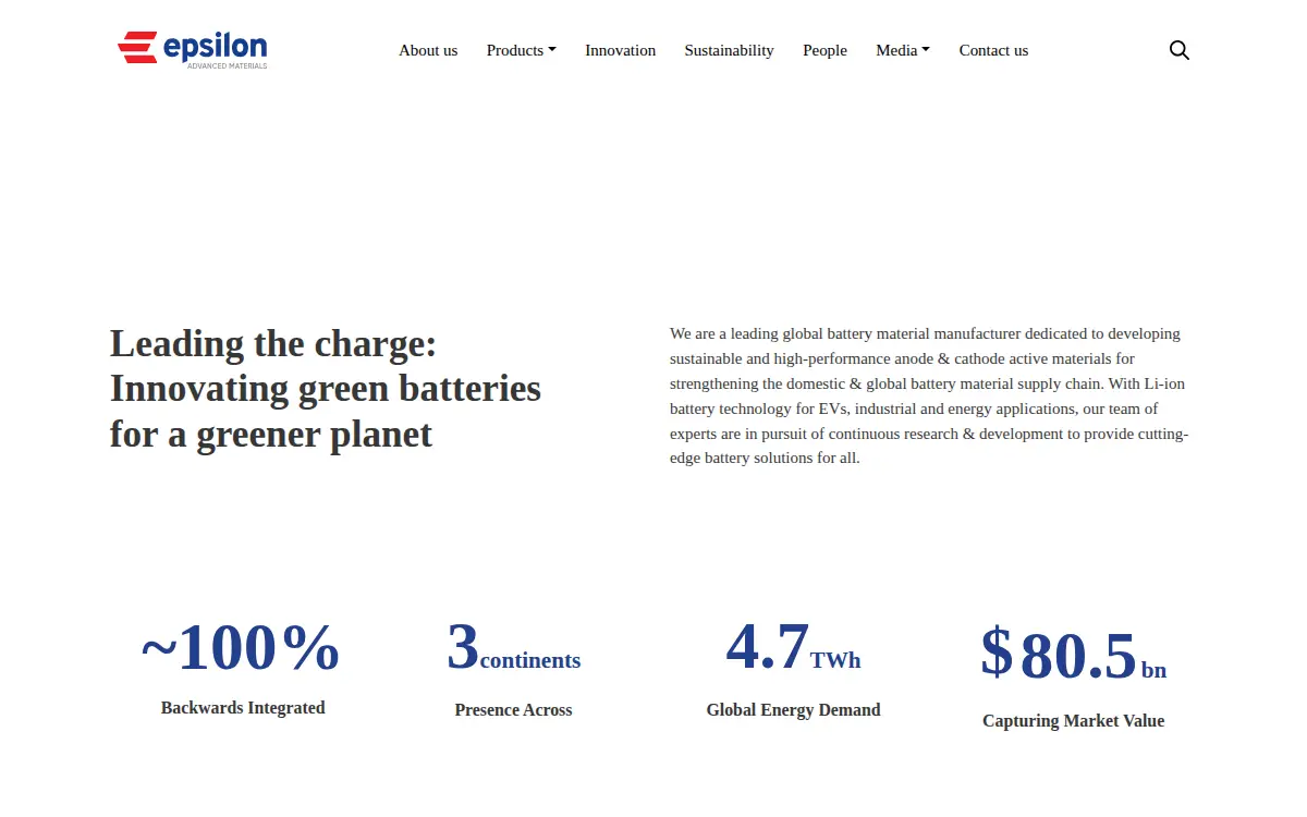 Homepage of Epsilon Advanced Materials INC.