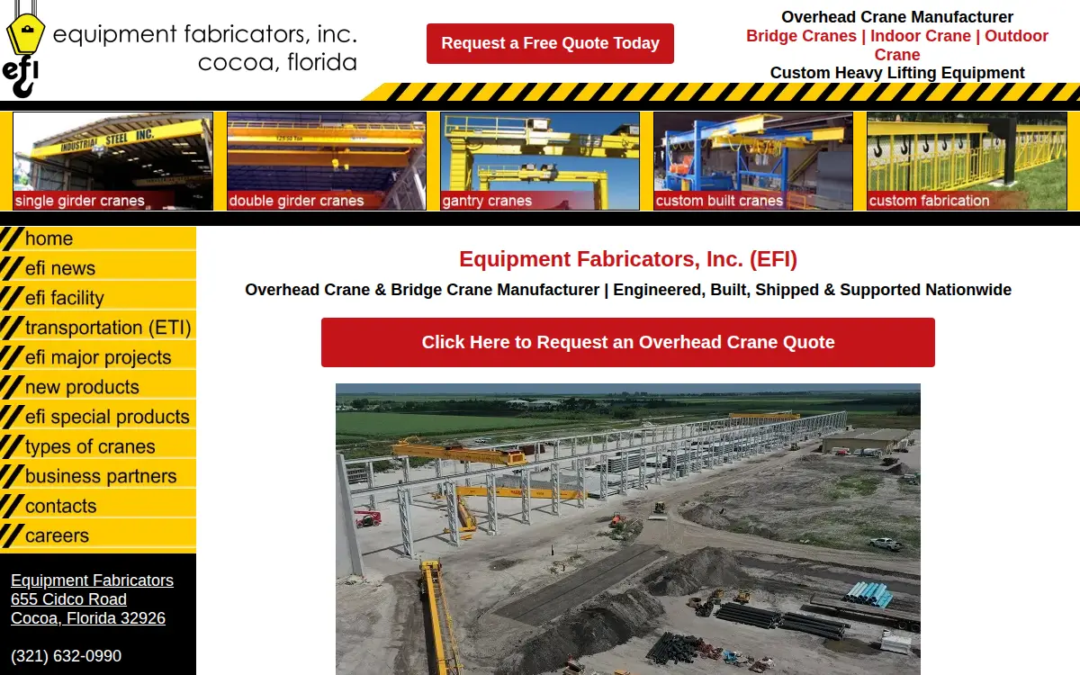 Homepage of Equipment Fabricators INC