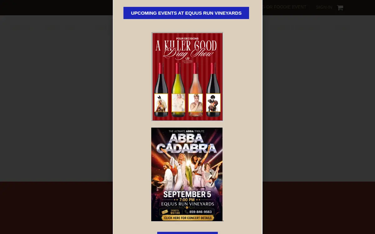 Homepage of Equus Run Vineyards, LLC