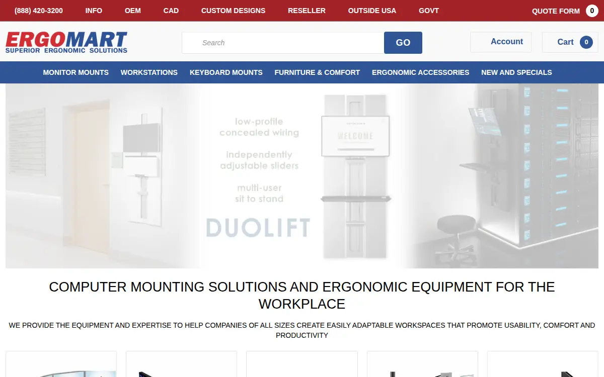 Homepage of Ergotect Corporation