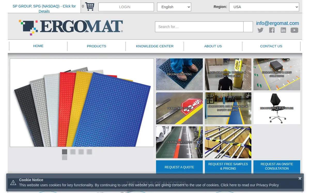 Homepage of Ergomat, INC.