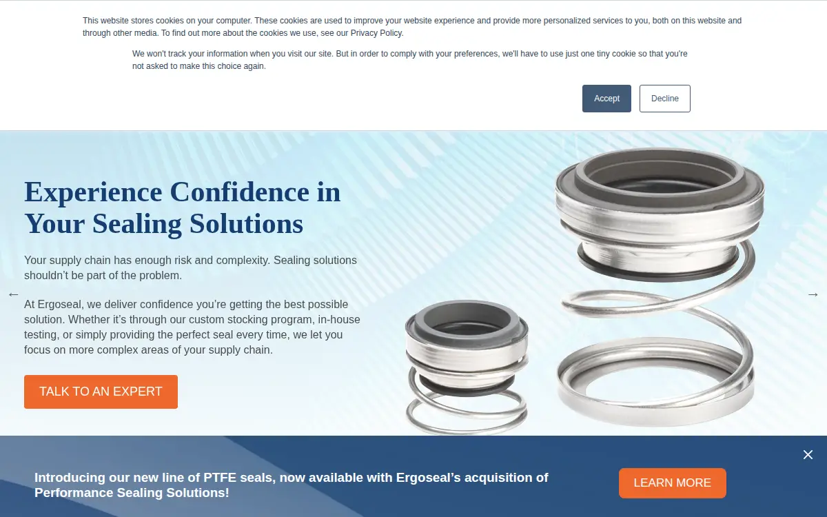 Homepage of Ergoseal, INC