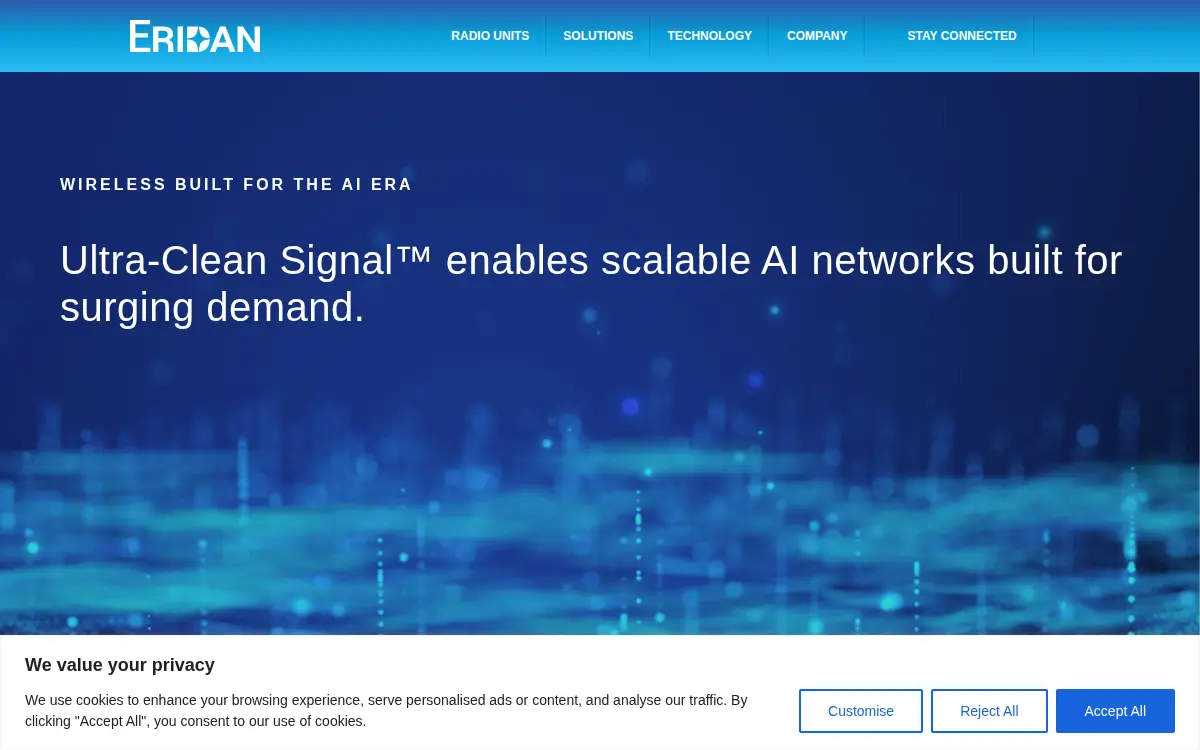 Homepage of Eridan Communications INC