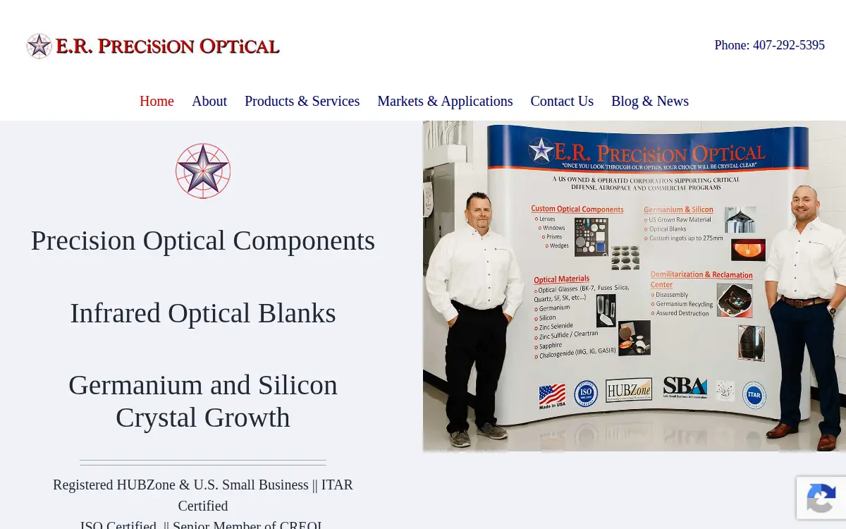 Homepage of E.r. Precision Optical CORP.