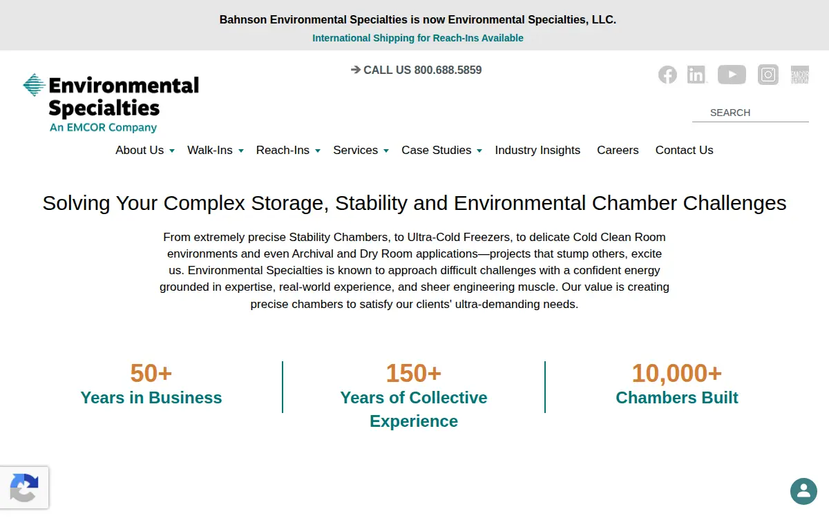 Homepage of Environmental Specialties, LLC