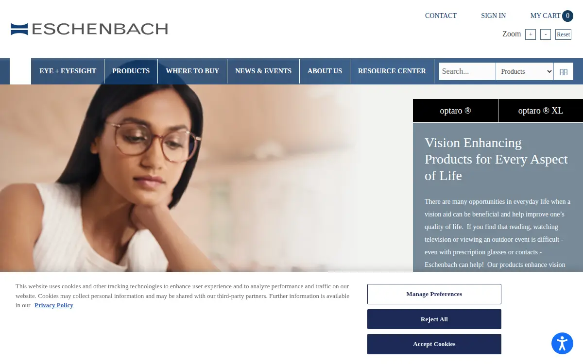 Homepage of Eschenbach Optik of America, INC