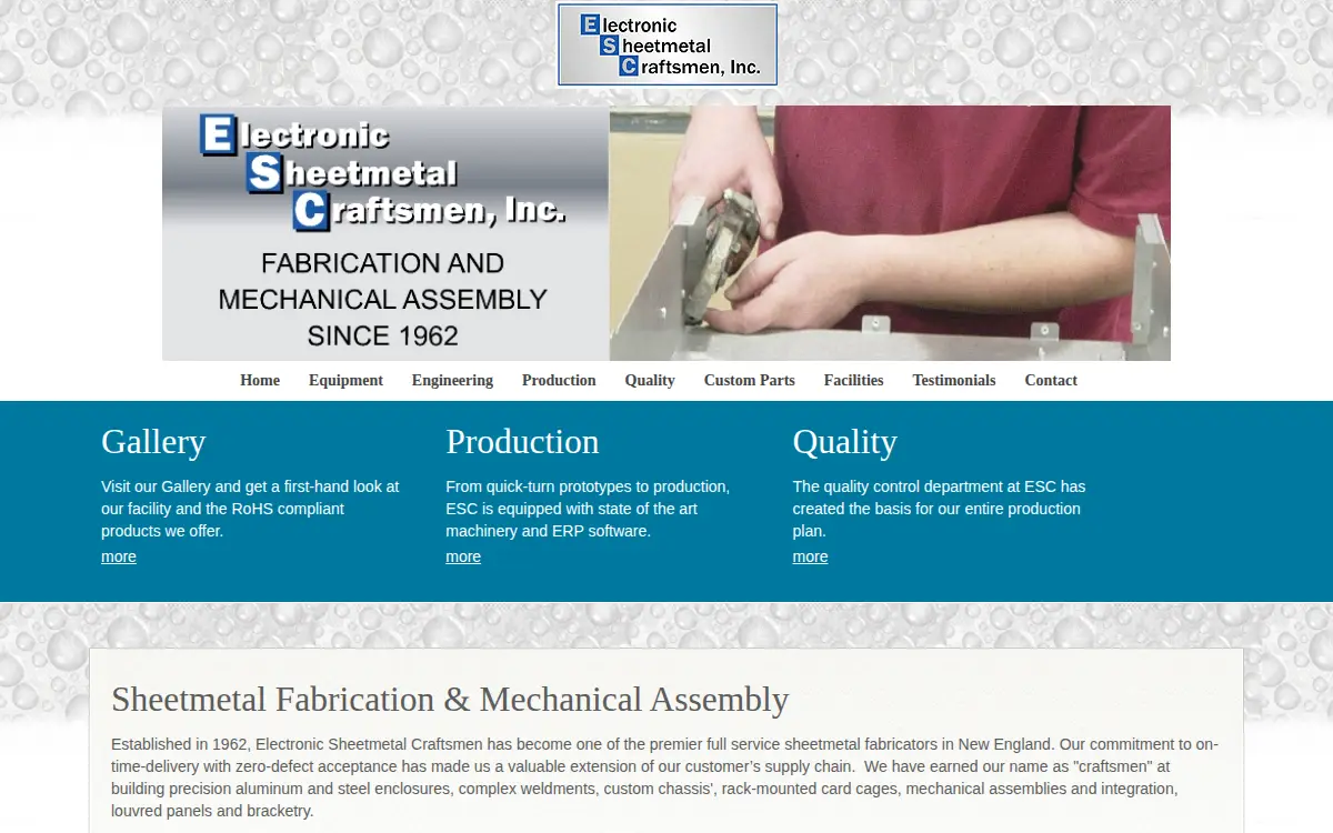 Homepage of Electronic Sheetmetal Craftsmen, INC.