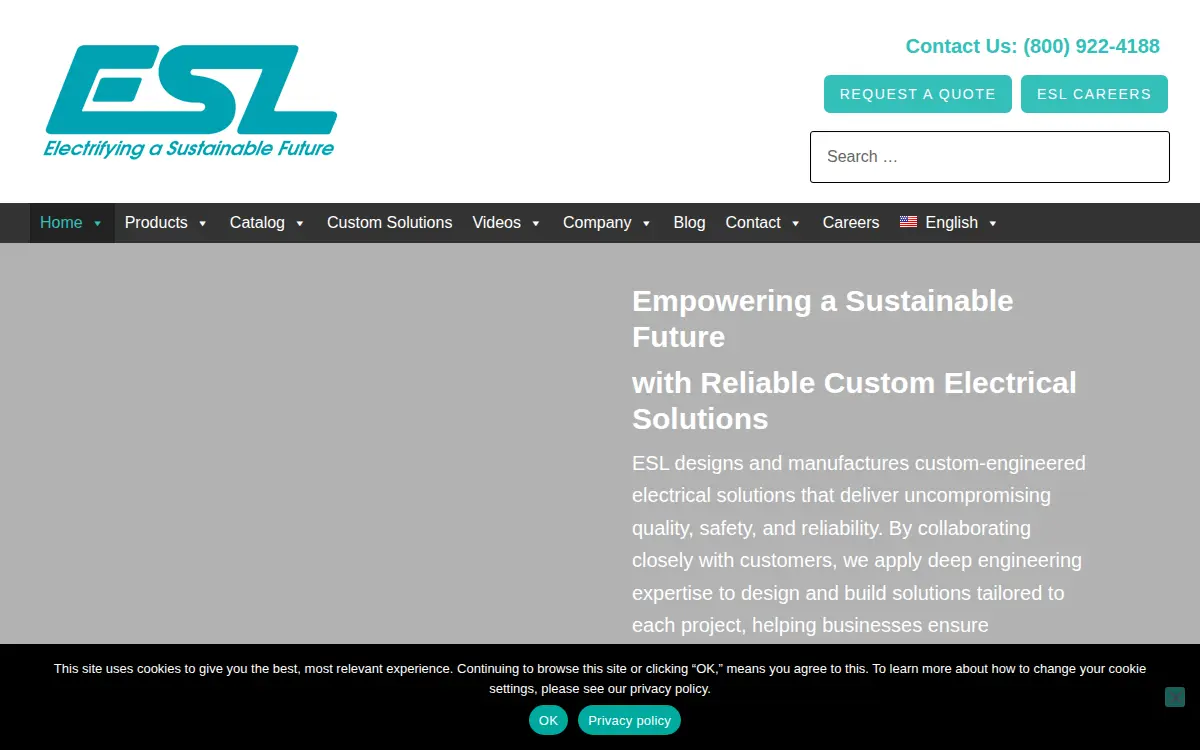 Homepage of Esl Power Systems, INC.