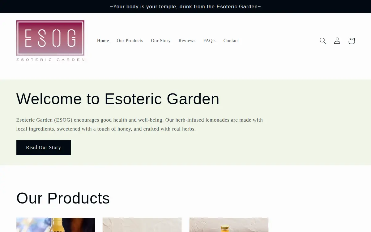 Homepage of Esoteric Garden, LLC