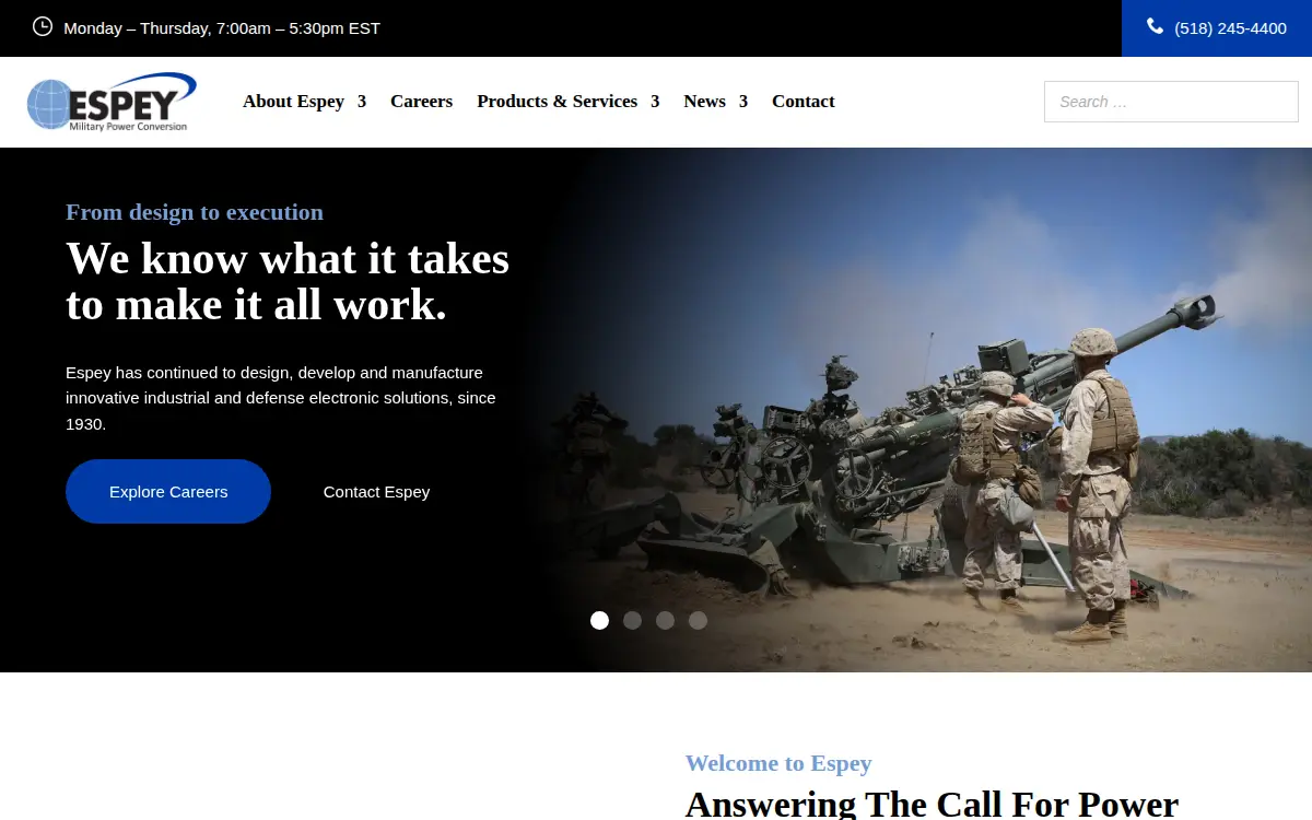 Homepage of Espey Mfg and Electronics CORP