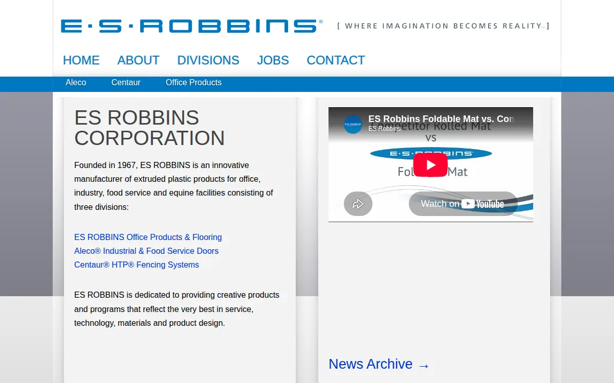 Homepage of E S Robbins Corporation
