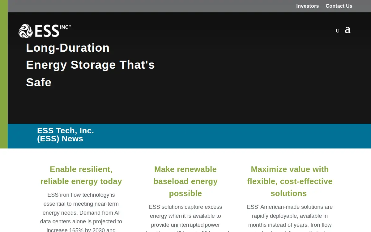 Homepage of Ess Tech, INC