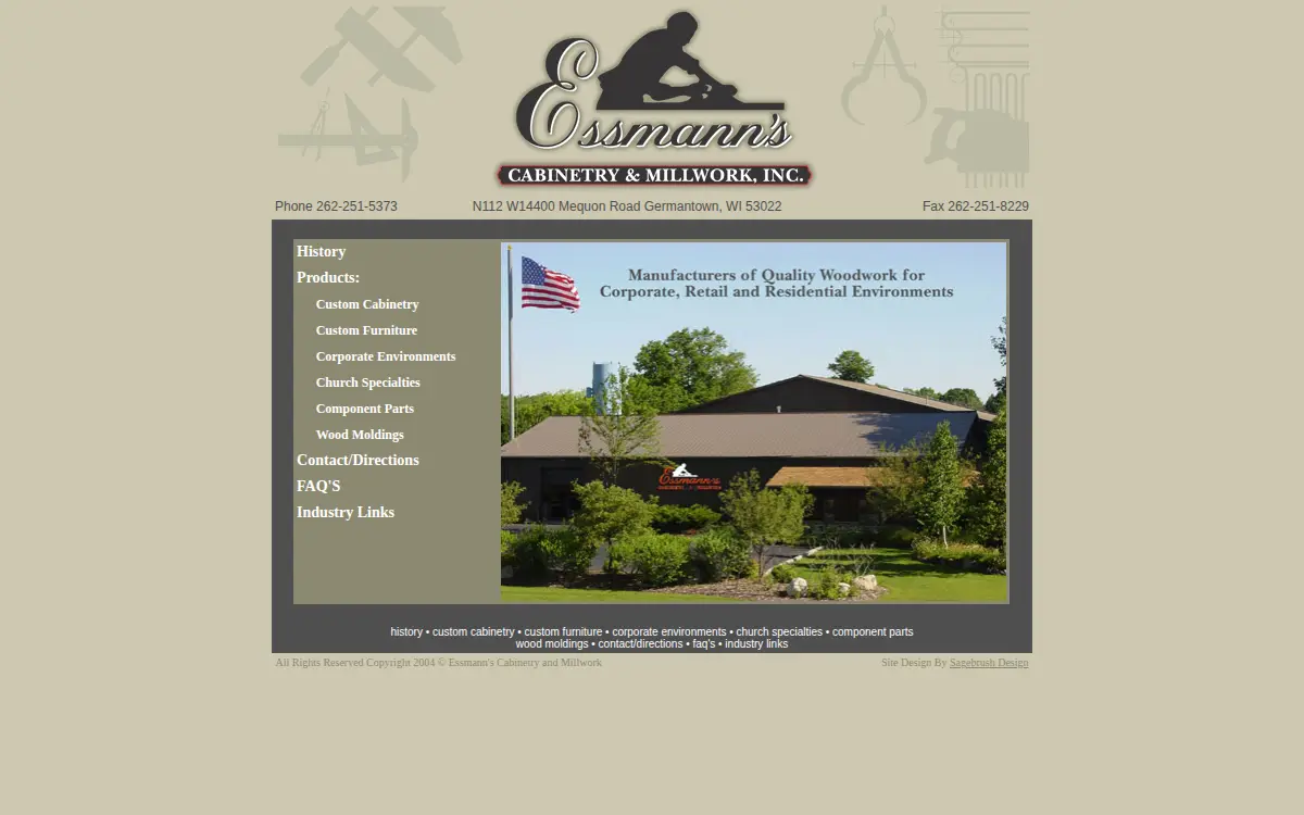 Homepage of Essmann's Cabinetry & Millwork, INC.