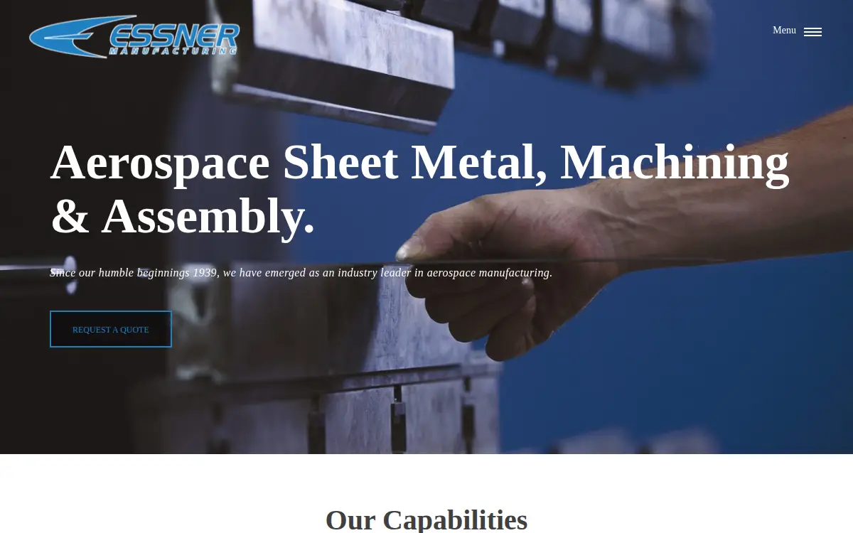 Homepage of Essner Manufacturing LP