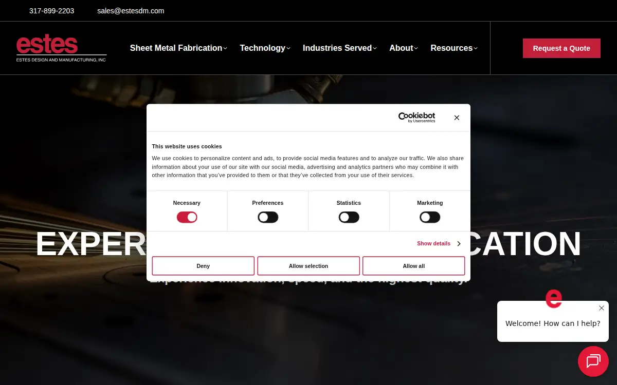 Homepage of Estes Design and Manufacturing, INC.