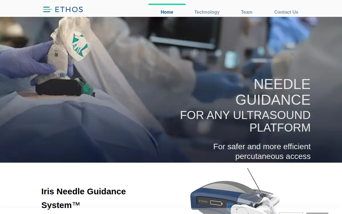 Homepage of Ethos Medical, INC.
