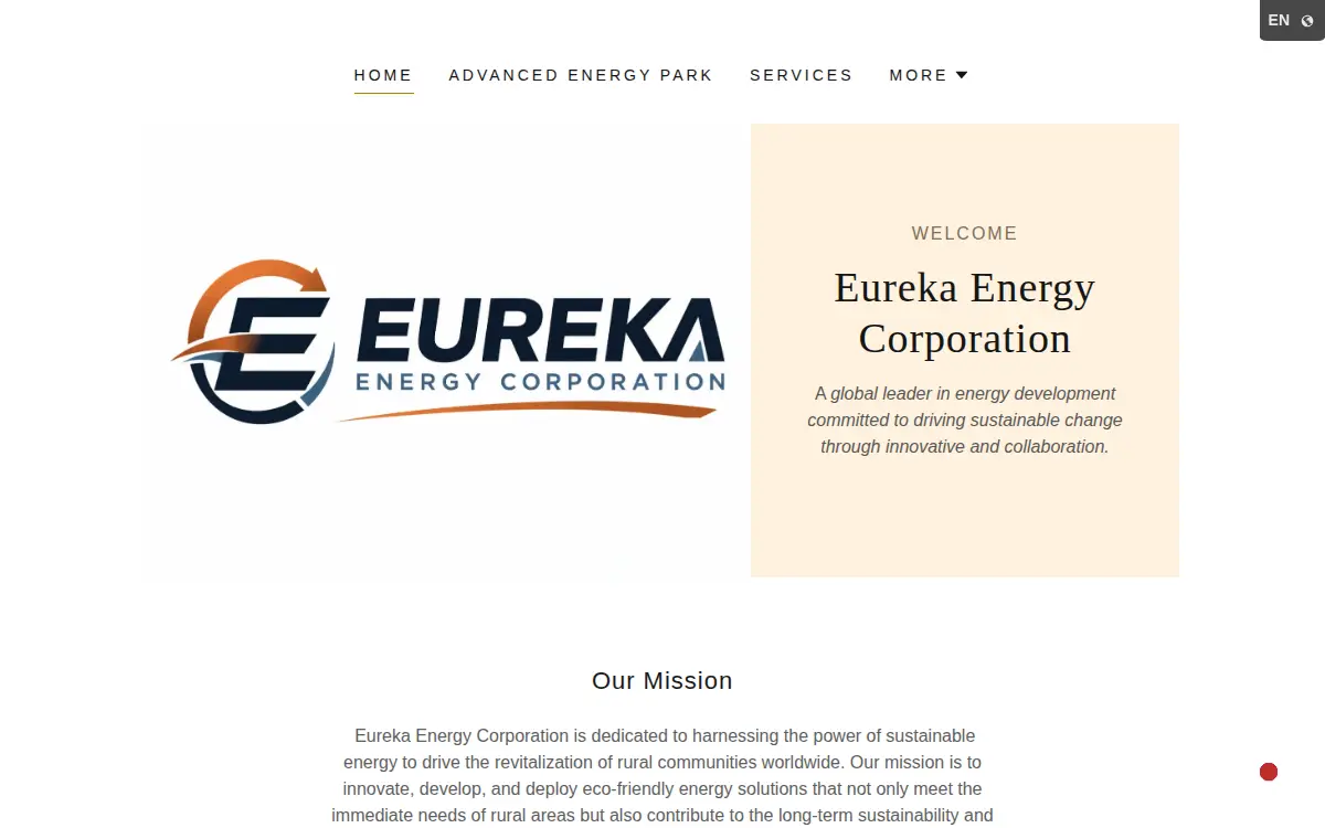 Homepage of Eureka Energy Corporation