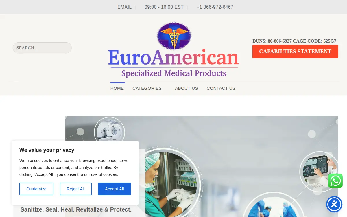 Homepage of Euroamerican Ip LLC