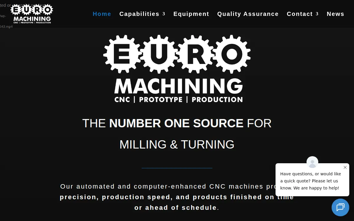 Homepage of Euro Machining Enterprise, INC.