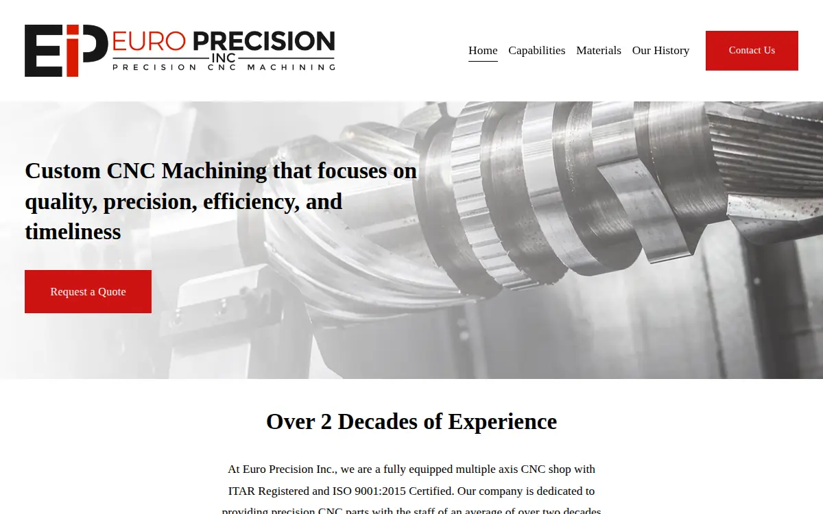 Homepage of Euro Precision, INC.
