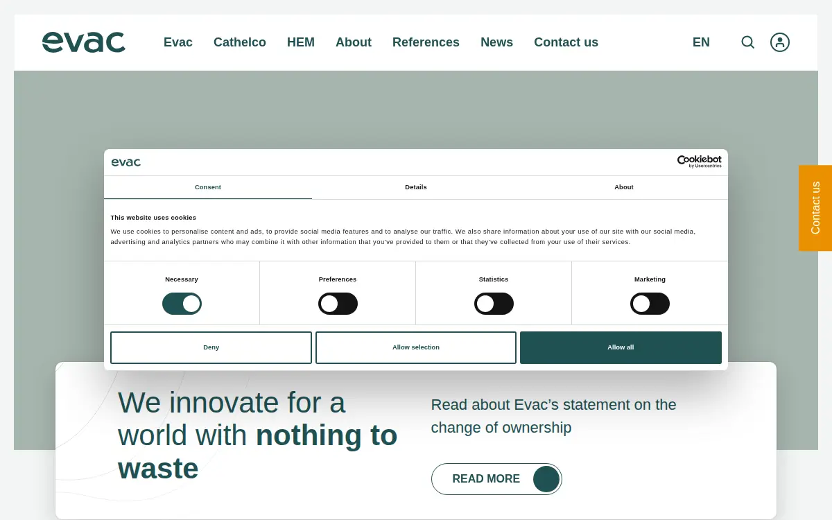 Homepage of Evac North America INC