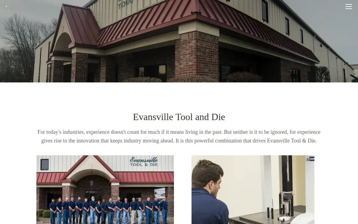 Homepage of Evansville Tool & Die INC