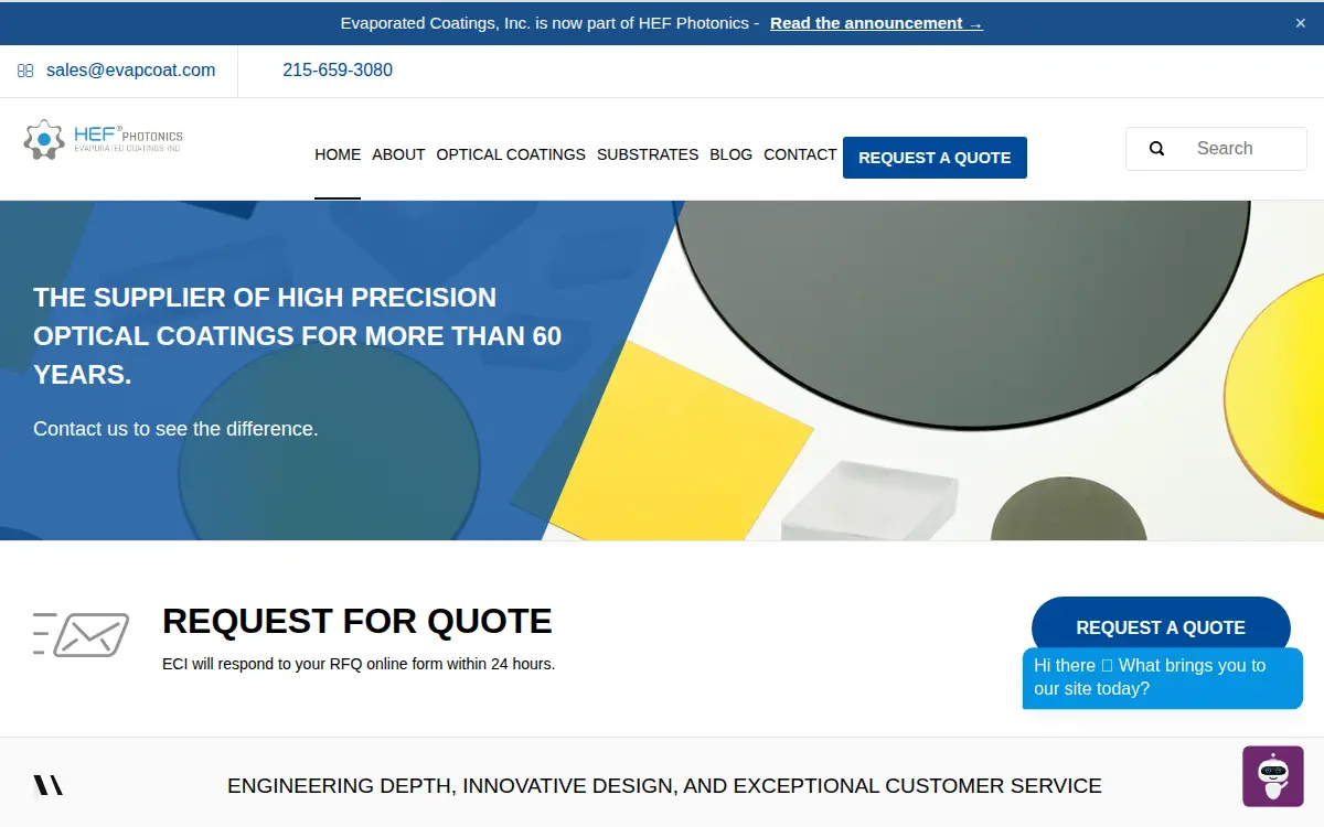 Homepage of Evaporated Coatings INC