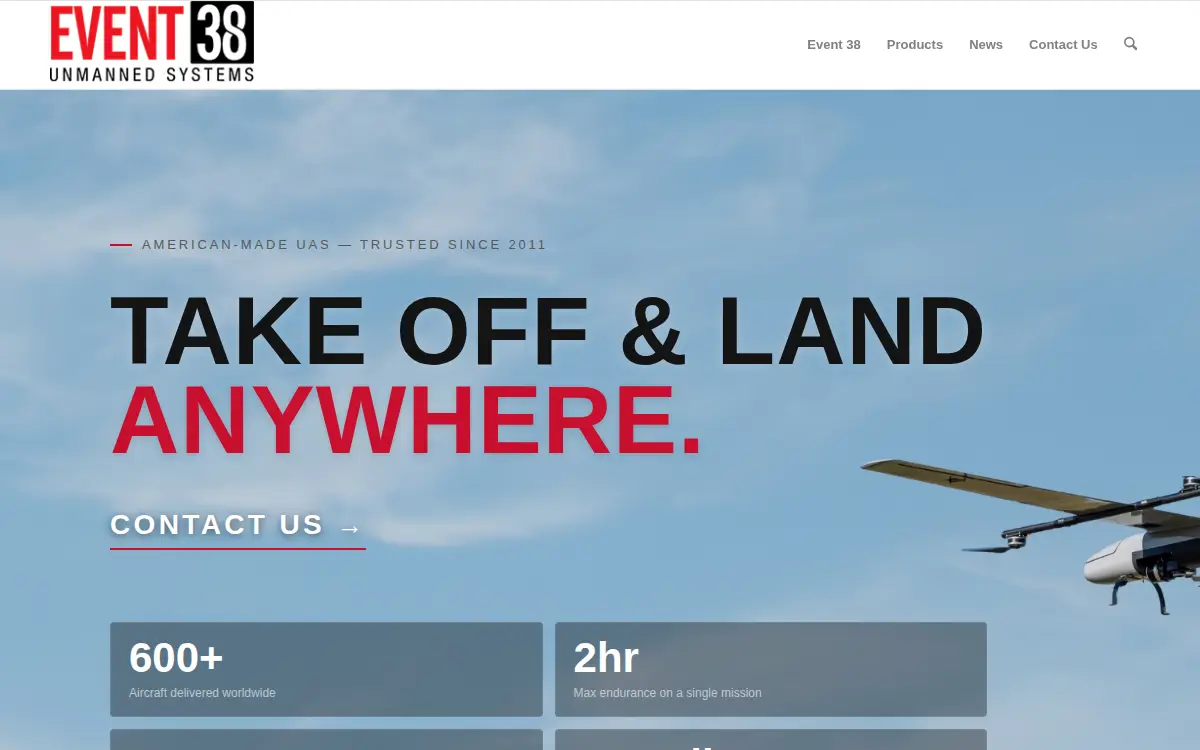 Homepage of Event 38 Unmanned Systems, INC