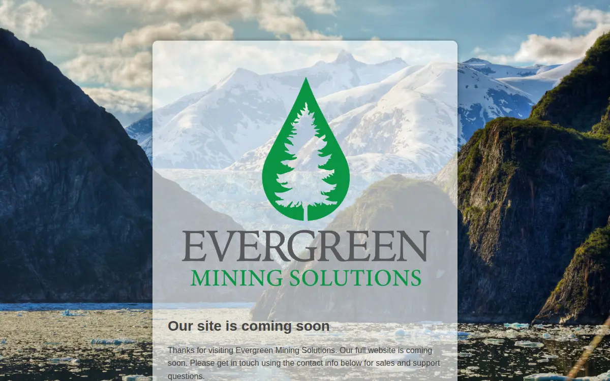 Homepage of Evergreen Mining Solutions, LLC