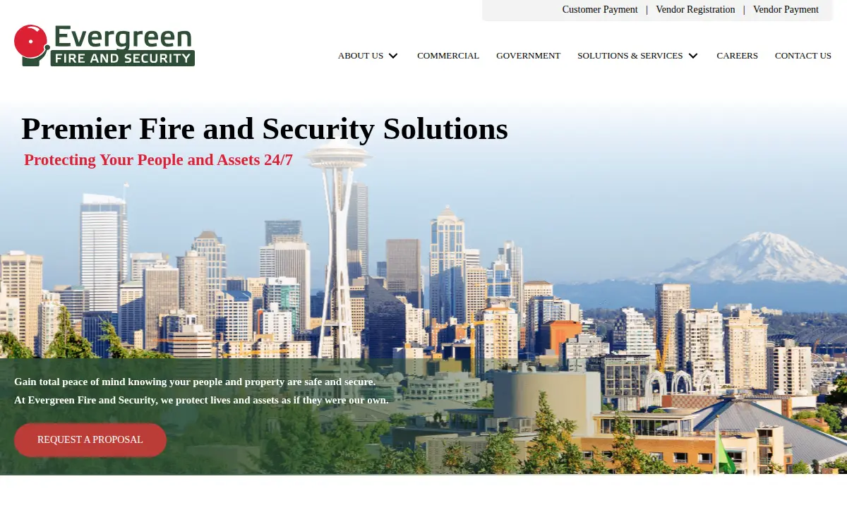 Homepage of Evergreen Fire Alarms LLC
