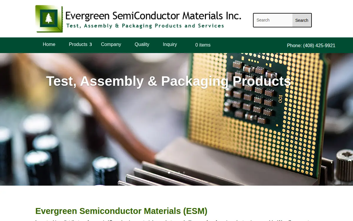 Homepage of Evergreen Semiconductor Materials INC.