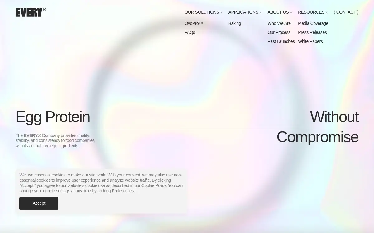 Homepage of Clara Foods Company