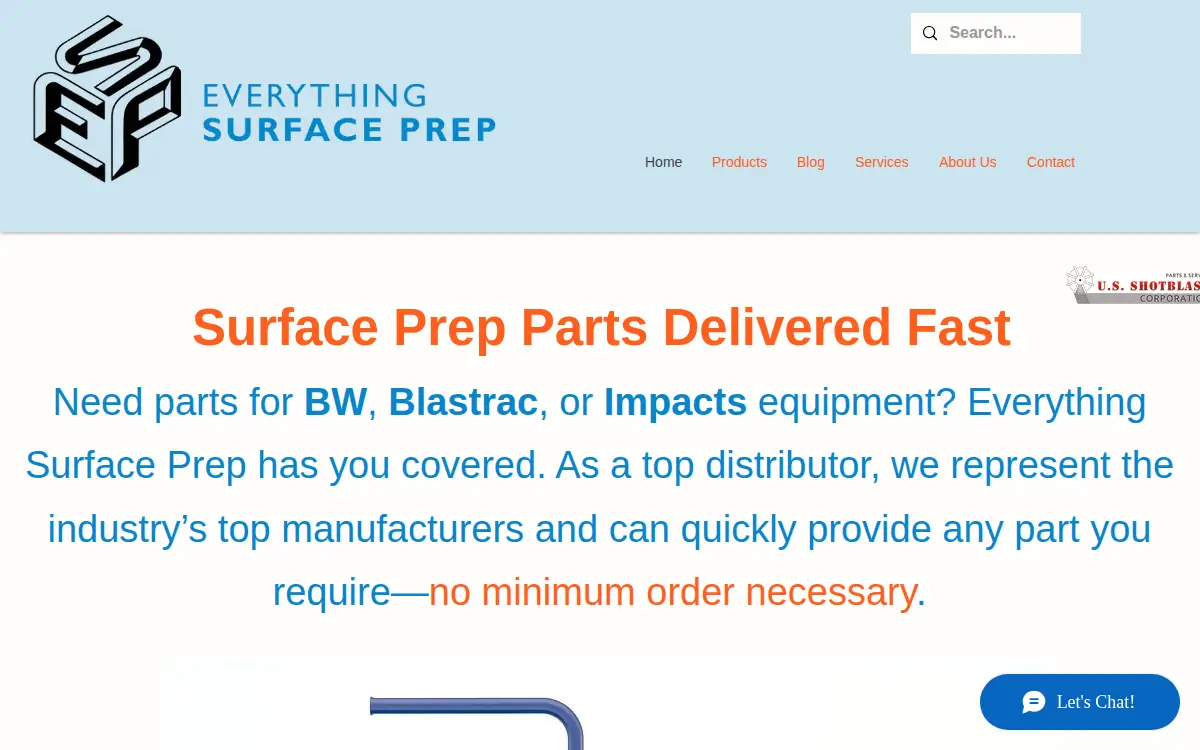 Homepage of Everything Surface Prep, LLC